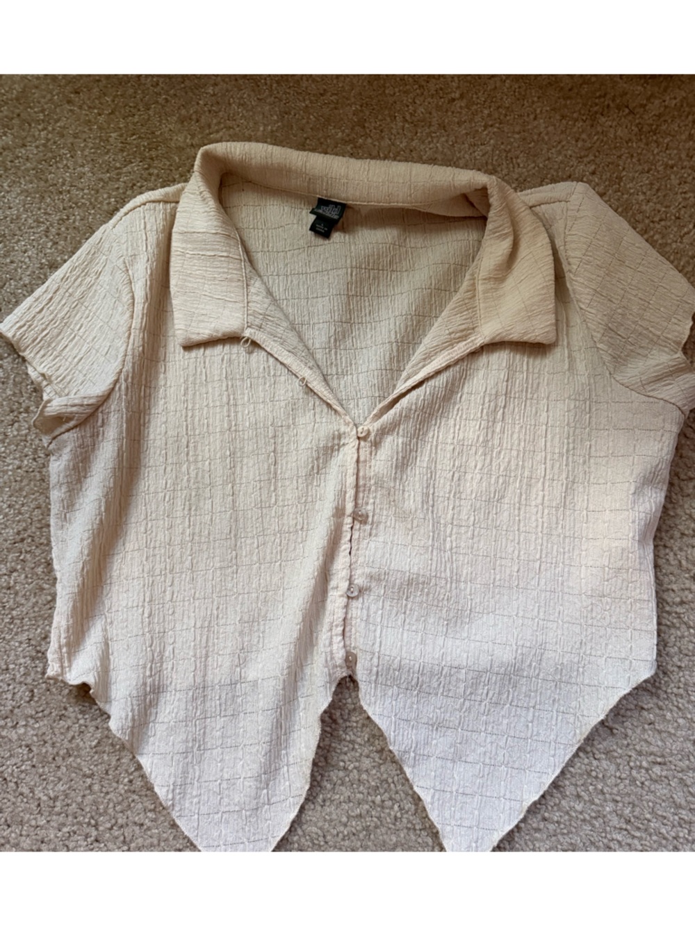 Wild Fable Asymmetric Fairy Top Sz L Collared Cute Short Sleeve Festival